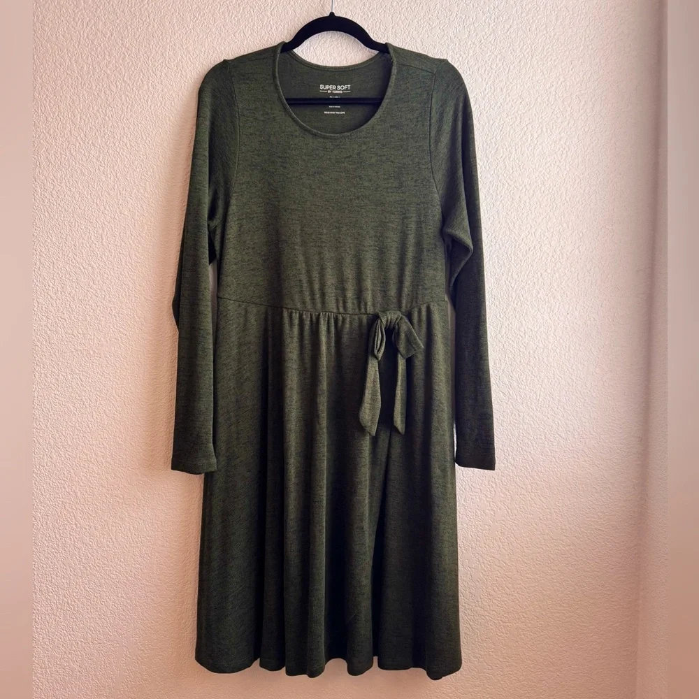 At The Knee Hacci Faux Wrap Dress 0X